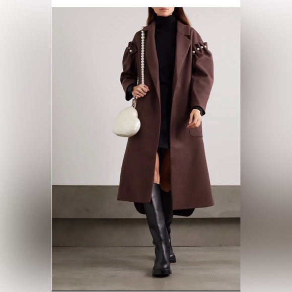 Mother of Pearl Jackets & Blazers - MOTHER OF PEARL LEXI PEARL EMBELLISHED BELTED PANELED WOOL - BLEND COAT SZ S